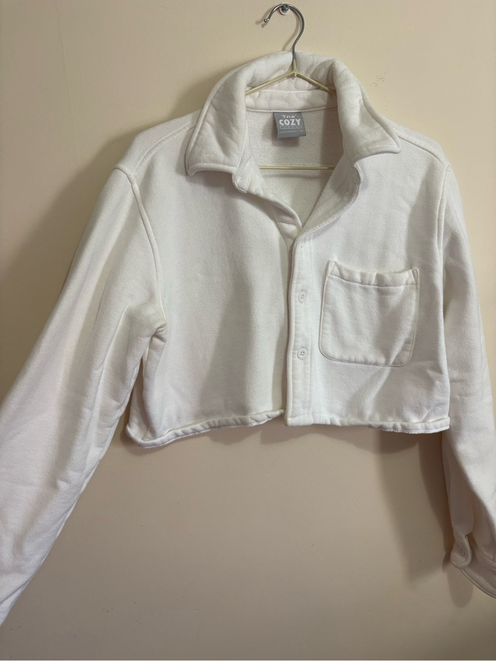 TNA Cozy Cropped Teddy Jacket - White